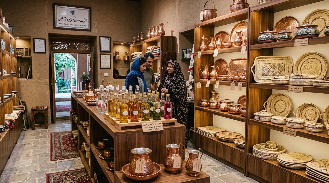 مرکز و نمایشگاه تعاونی صنایع‌دستی طبس در جوار باغ گلشن