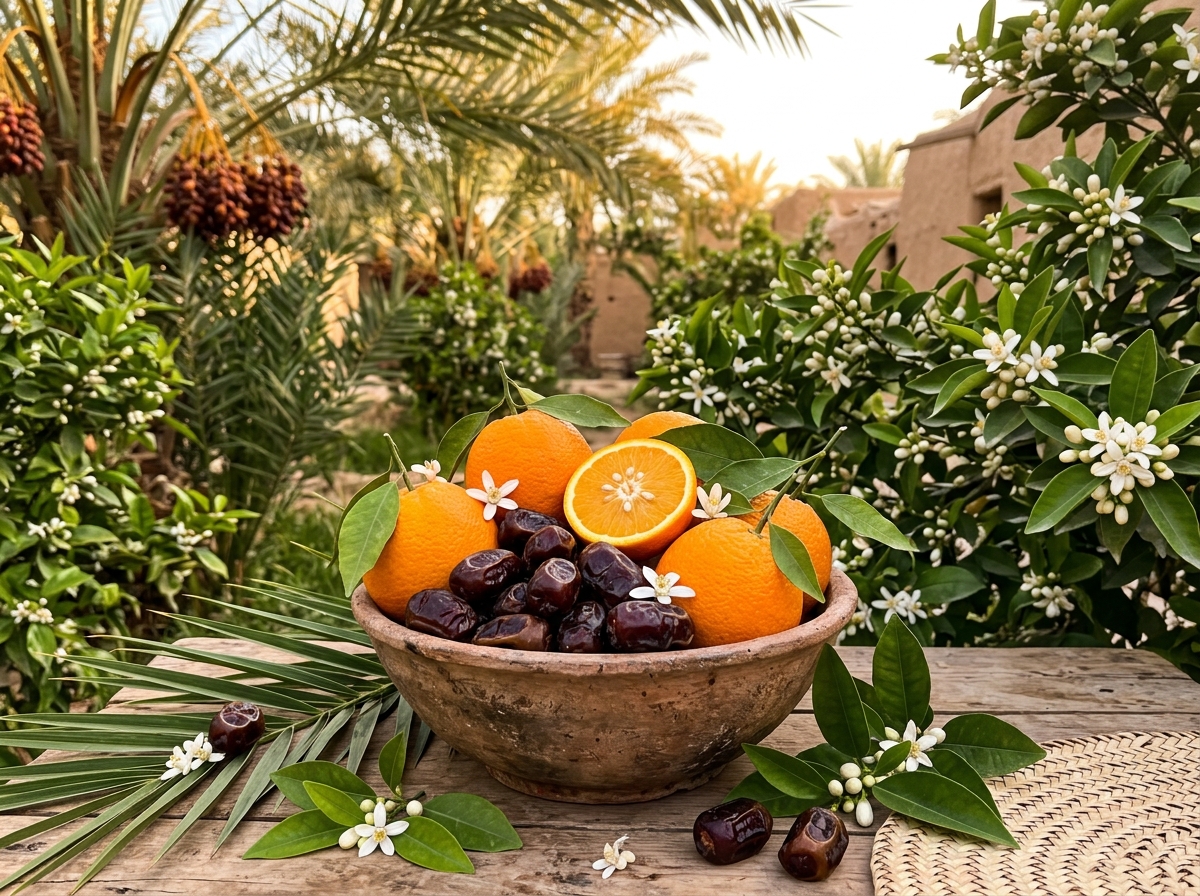خرمای تازه و مرکبات خوش‌طعم طبس